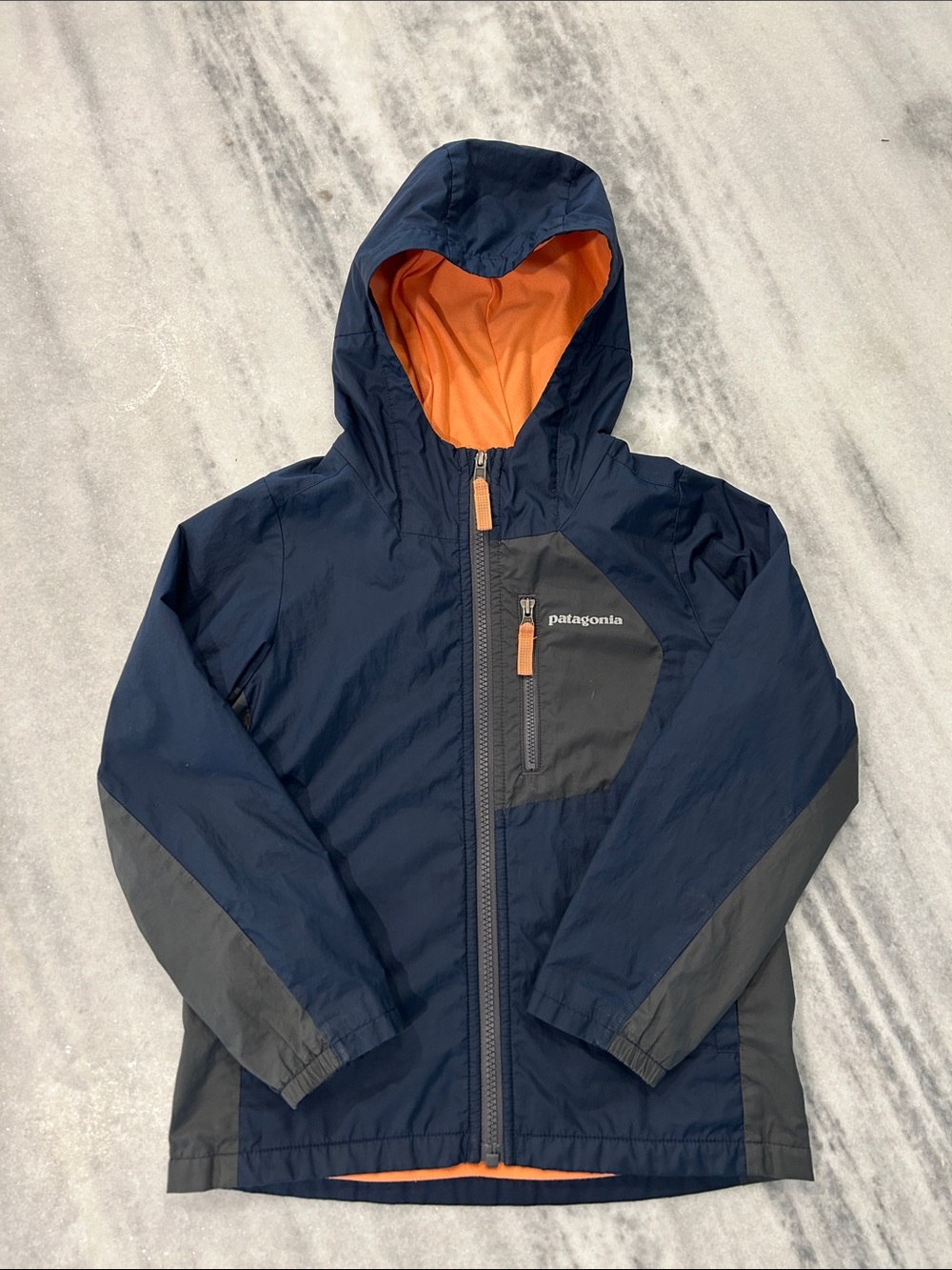 Patagonia Boys' Quartzsite Jacket sz XS 5/6 Navy Grey Lightweight Lined